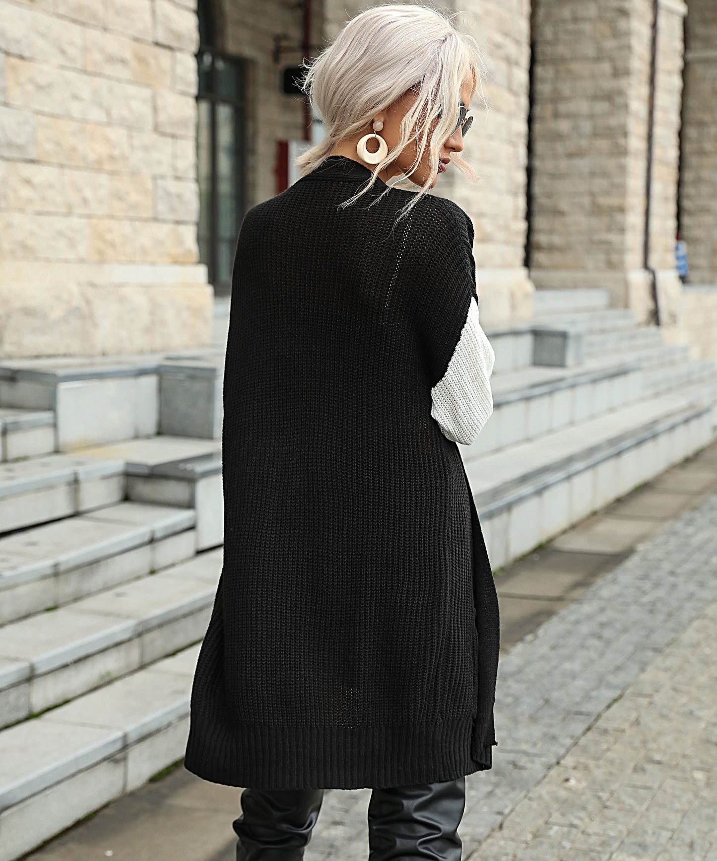 Autumn Women Clothing Long Sleeve Color Matching Sweater Coat Women