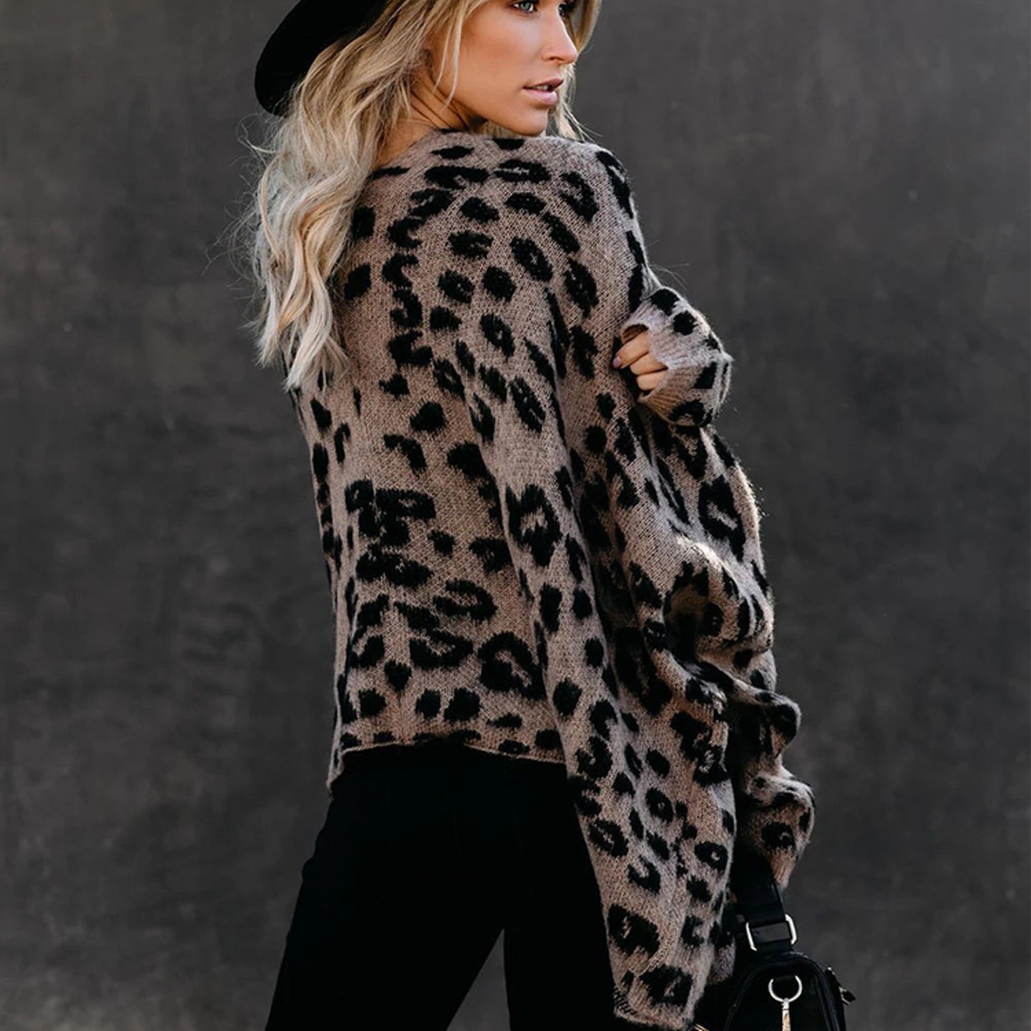 Cardigan Women Clothes Casual Coat Sweater Leopard Print Sweater Women