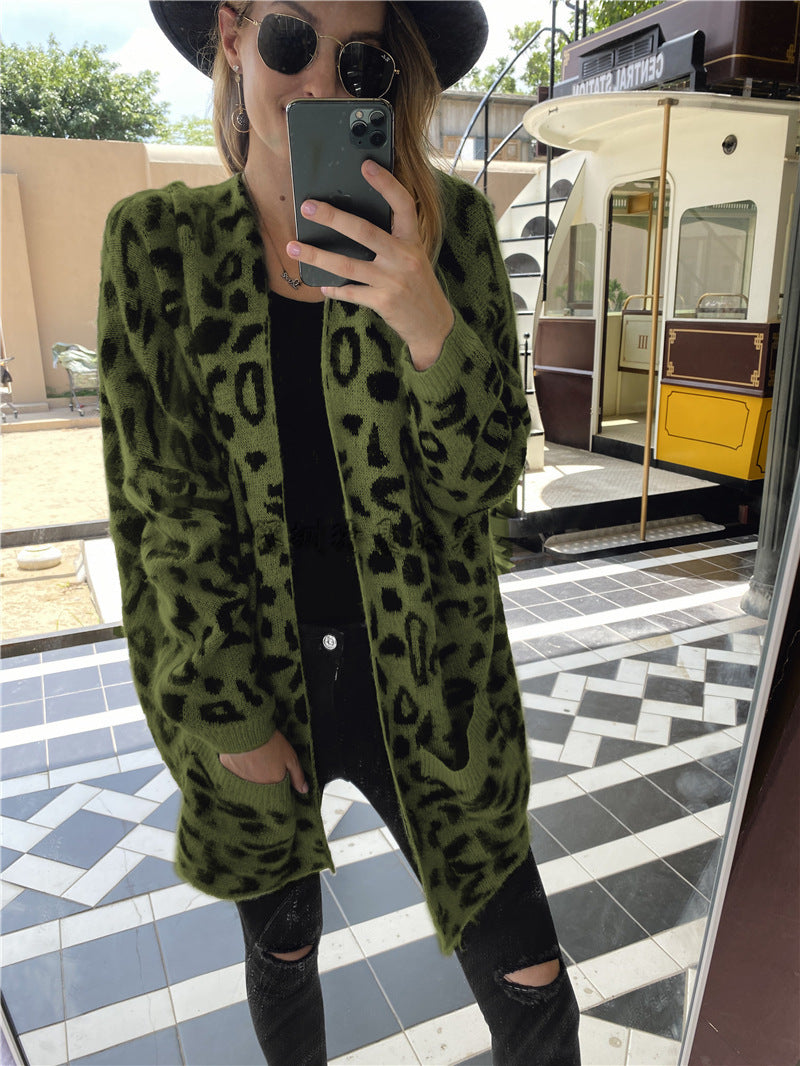 Cardigan Women Clothes Casual Coat Sweater Leopard Print Sweater Women