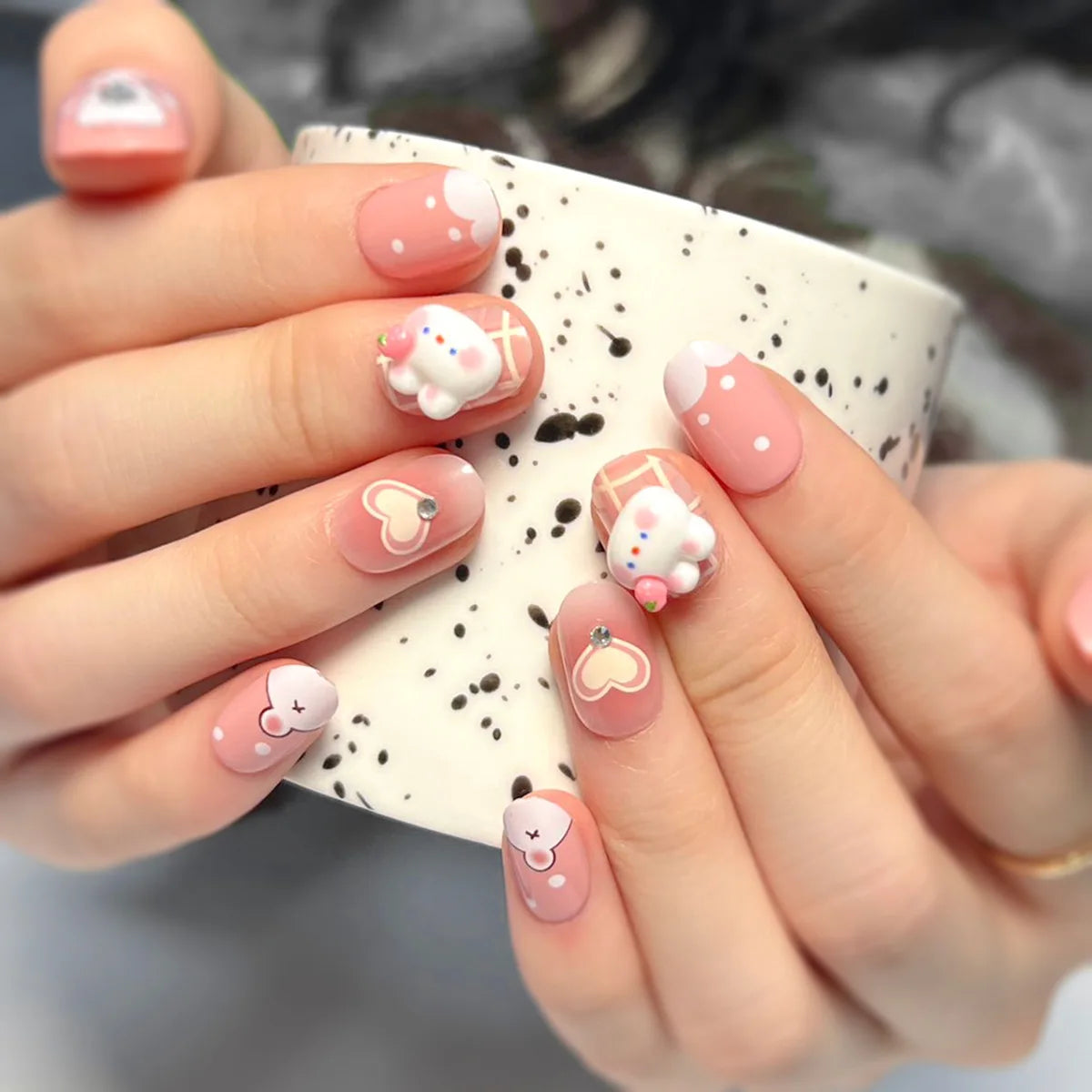 High Quality Luxury Designed Reusable Printed False Nails Short Custom Acrylic Press on Nails Artificial Nails for Woman