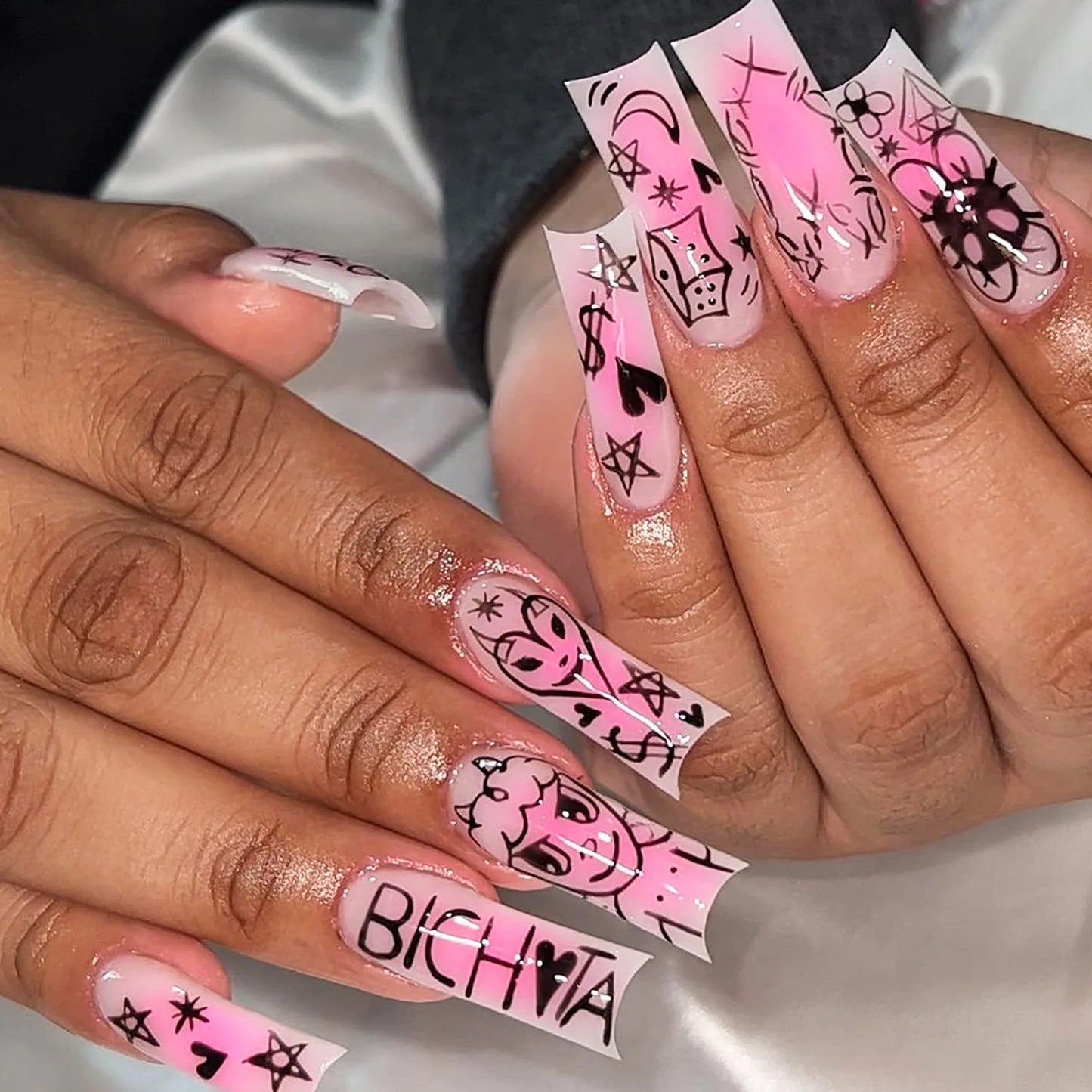 High Quality Luxury Designed Reusable Printed False Nails Short Custom Acrylic Press on Nails Artificial Nails for Woman