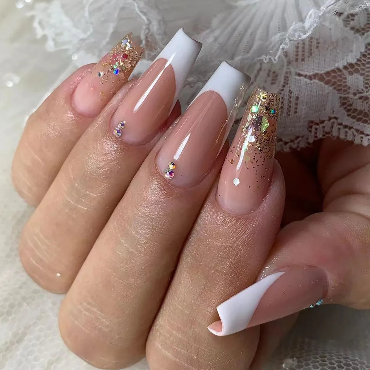 High Quality Luxury Designed Reusable Printed False Nails Short Custom Acrylic Press on Nails Artificial Nails for Woman