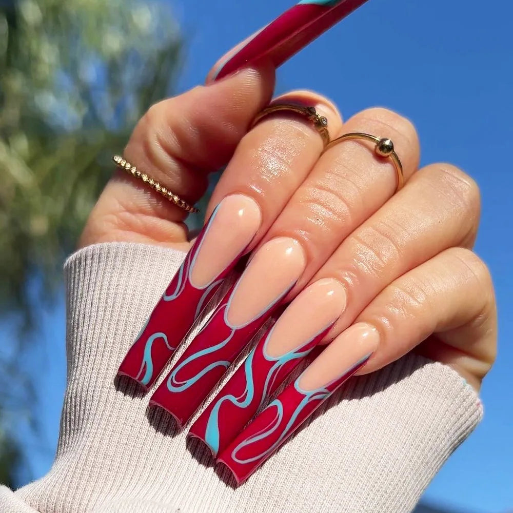 High Quality Luxury Designed Reusable Printed False Nails Short Custom Acrylic Press on Nails Artificial Nails for Woman