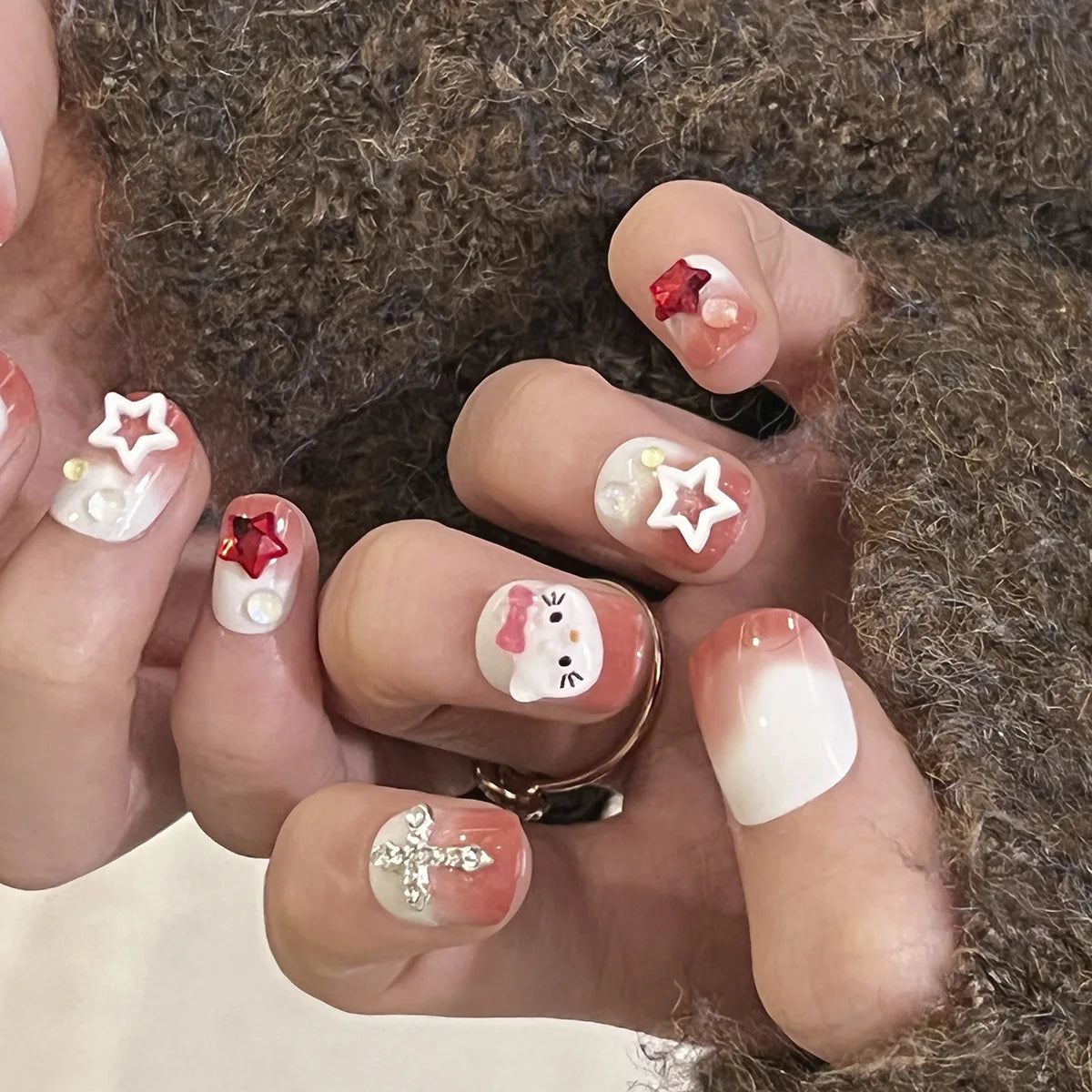 High Quality Luxury Designed Reusable Printed False Nails Short Custom Acrylic Press on Nails Artificial Nails for Woman