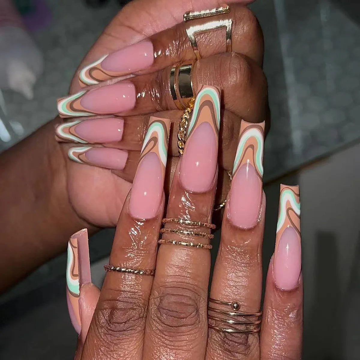 High Quality Luxury Designed Reusable Printed False Nails Short Custom Acrylic Press on Nails Artificial Nails for Woman