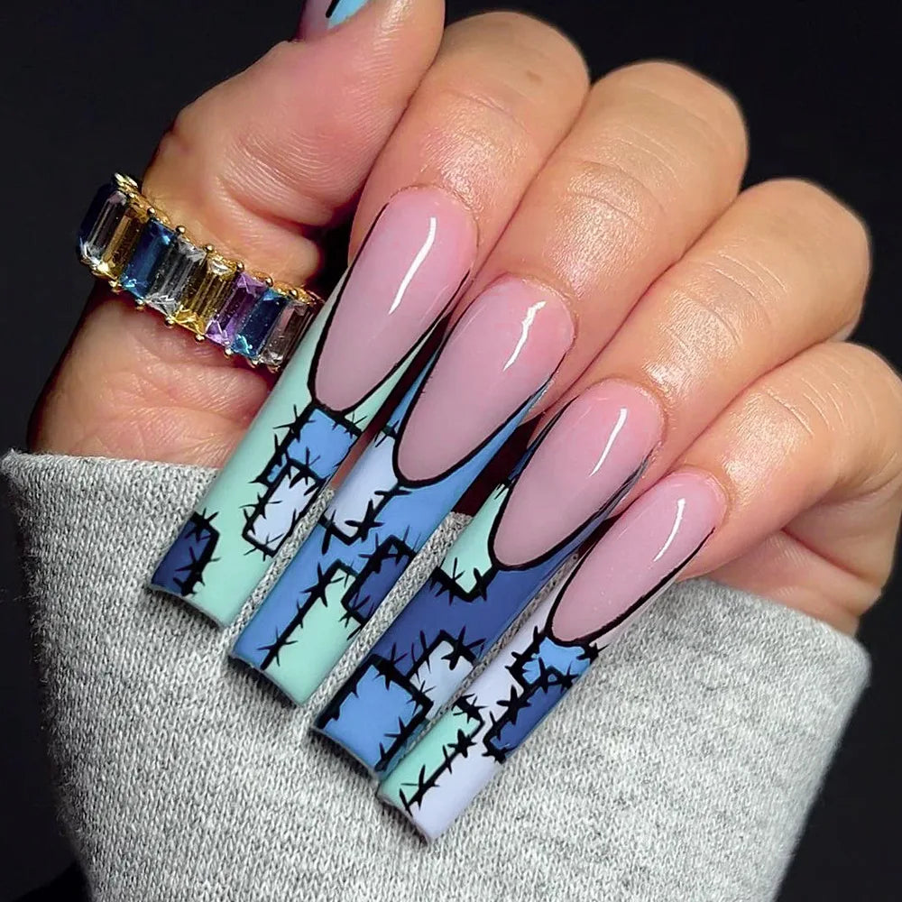 High Quality Luxury Designed Reusable Printed False Nails Short Custom Acrylic Press on Nails Artificial Nails for Woman