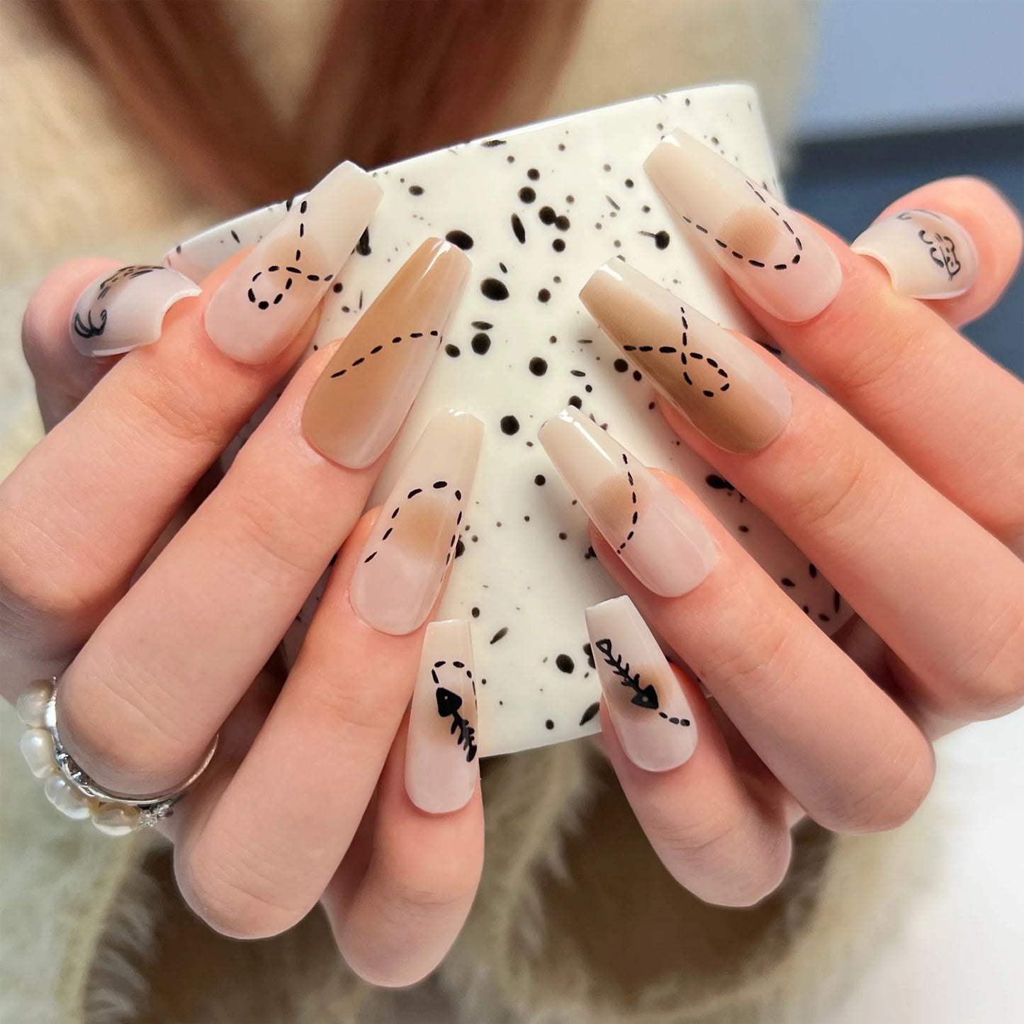 High Quality Luxury Designed Reusable Printed False Nails Short Custom Acrylic Press on Nails Artificial Nails for Woman