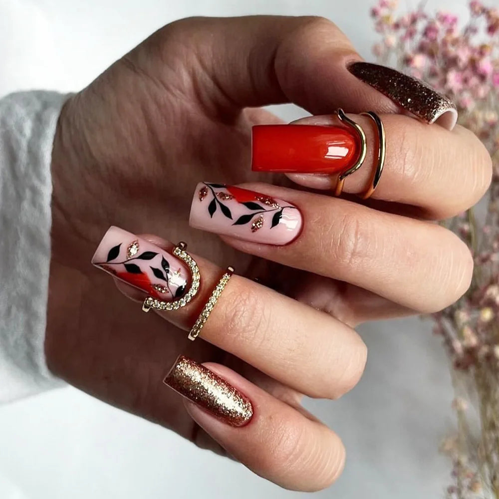 High Quality Luxury Designed Reusable Printed False Nails Short Custom Acrylic Press on Nails Artificial Nails for Woman