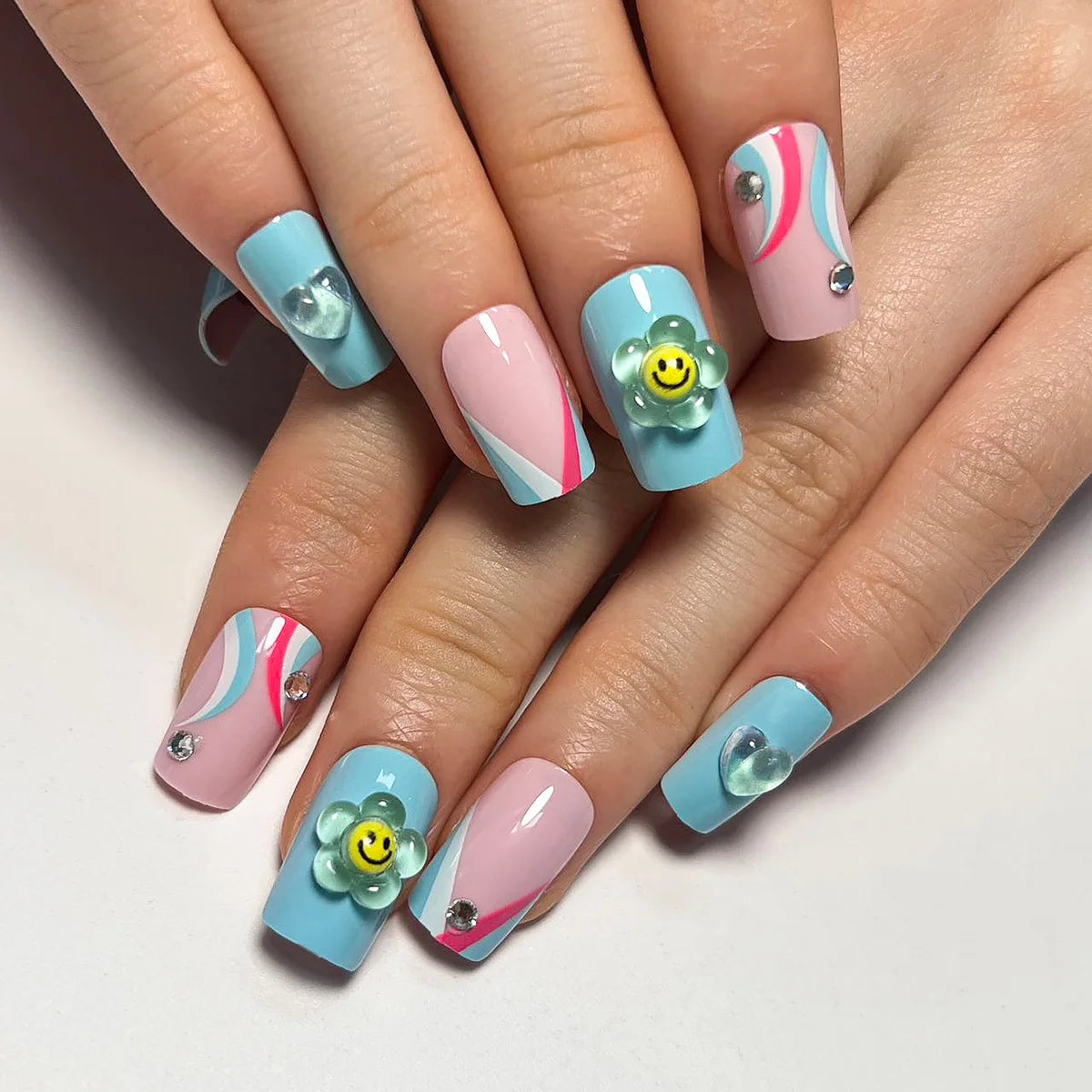 High Quality Luxury Designed Reusable Printed False Nails Short Custom Acrylic Press on Nails Artificial Nails for Woman