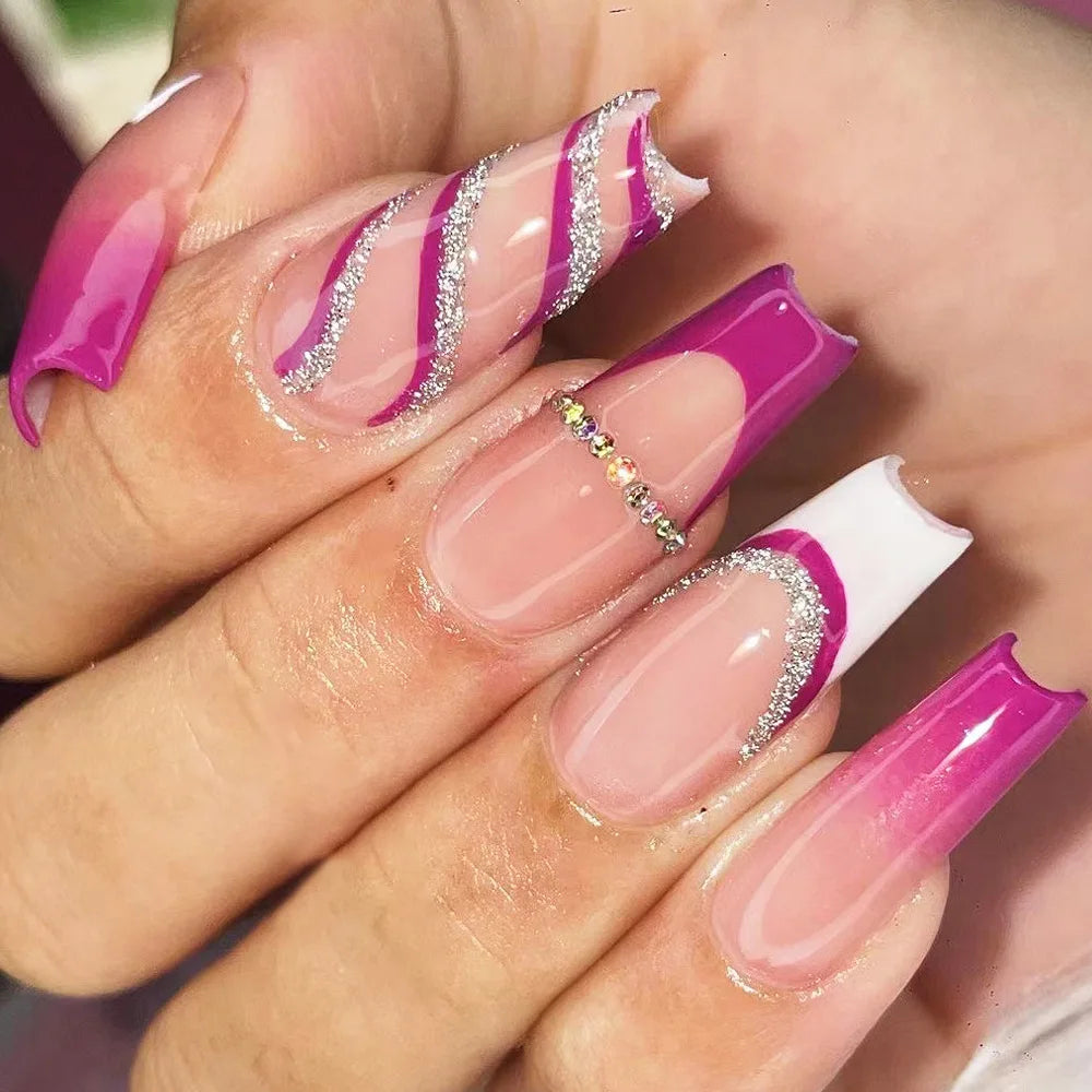 High Quality Luxury Designed Reusable Printed False Nails Short Custom Acrylic Press on Nails Artificial Nails for Woman