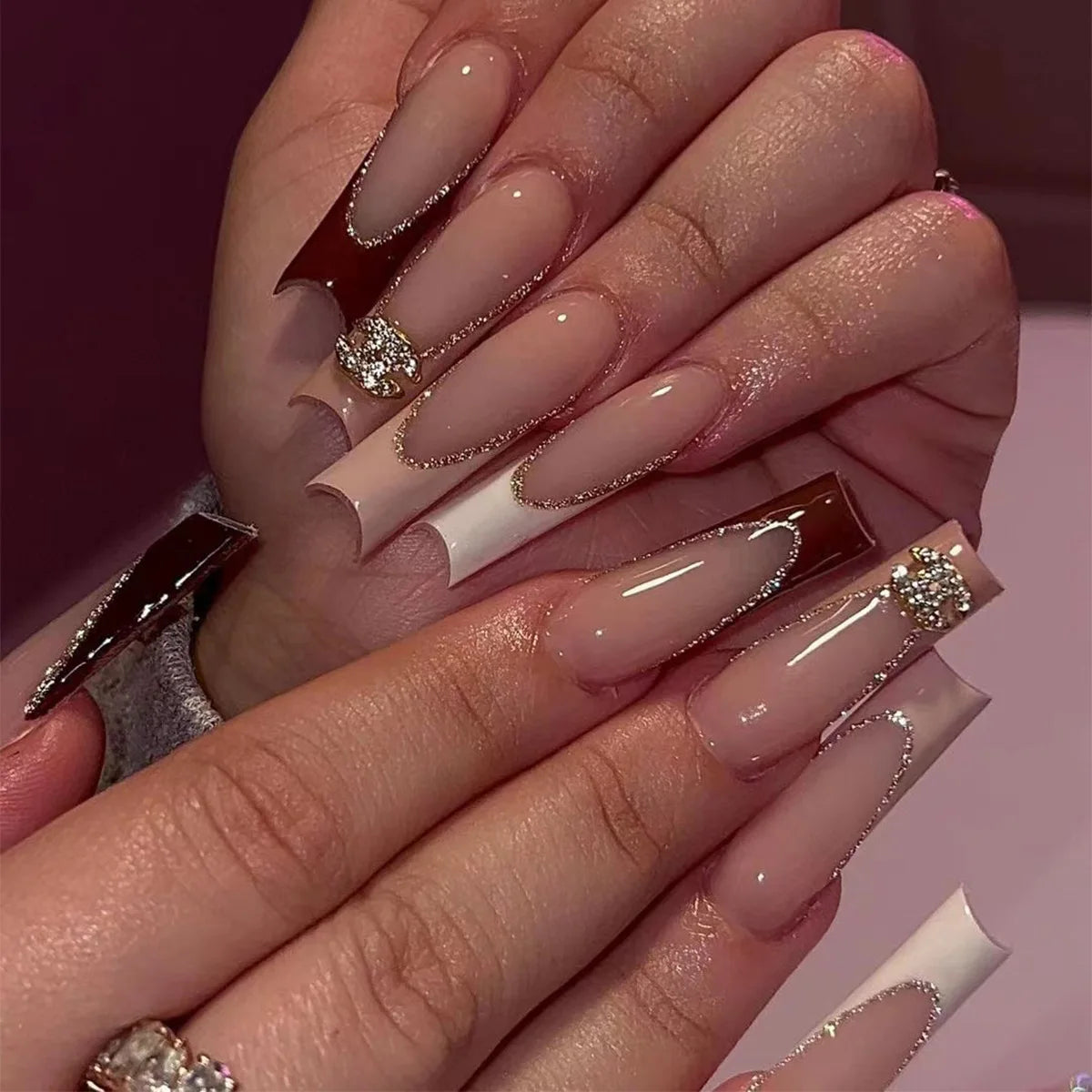 High Quality Luxury Designed Reusable Printed False Nails Short Custom Acrylic Press on Nails Artificial Nails for Woman