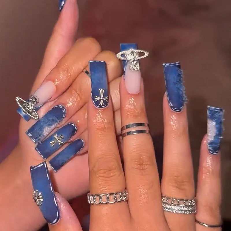 High Quality Luxury Designed Reusable Printed False Nails Short Custom Acrylic Press on Nails Artificial Nails for Woman