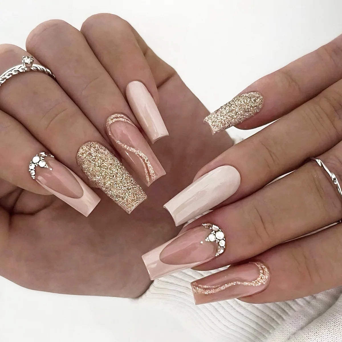 High Quality Luxury Designed Reusable Printed False Nails Short Custom Acrylic Press on Nails Artificial Nails for Woman