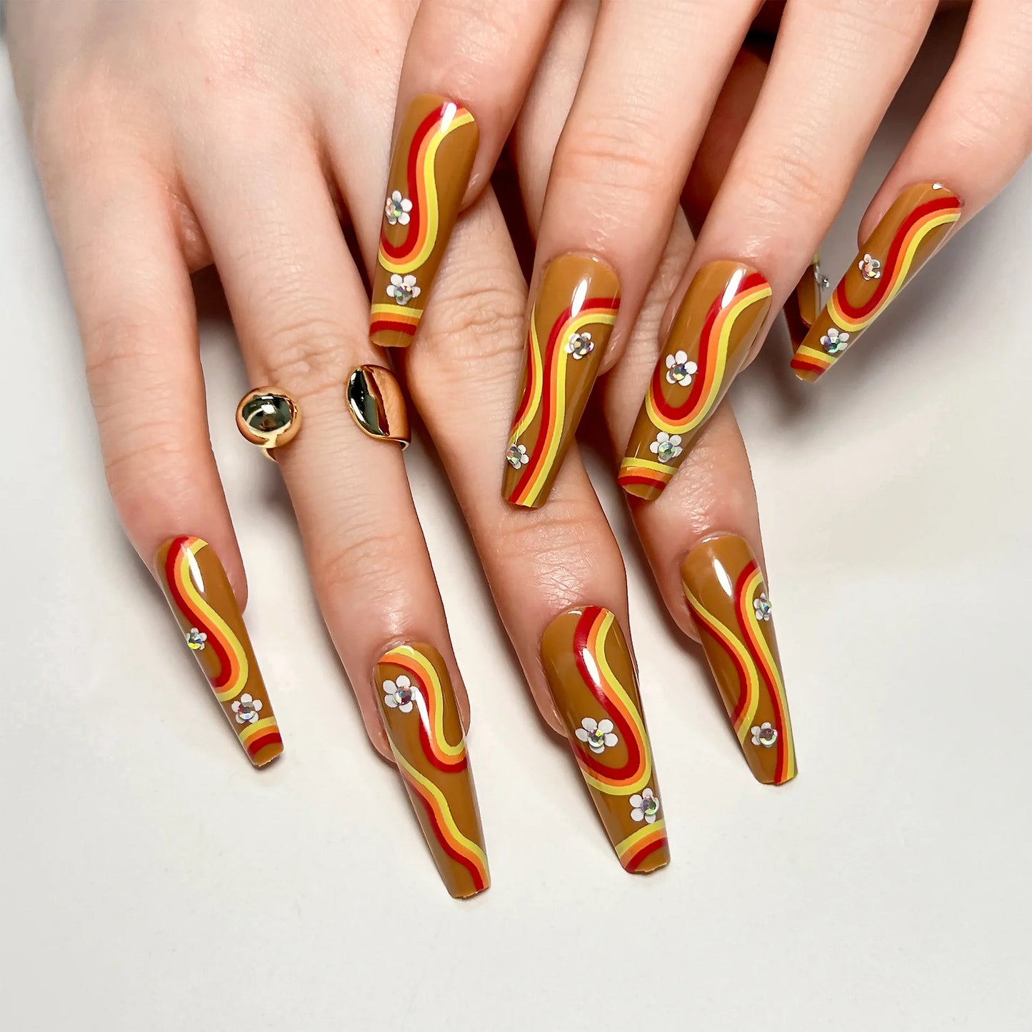 High Quality Luxury Designed Reusable Printed False Nails Short Custom Acrylic Press on Nails Artificial Nails for Woman