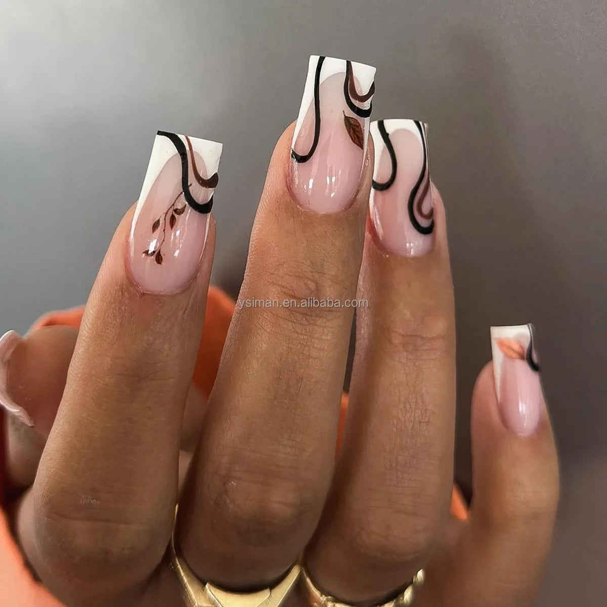 High Quality Luxury Designed Reusable Printed False Nails Short Custom Acrylic Press on Nails Artificial Nails for Woman
