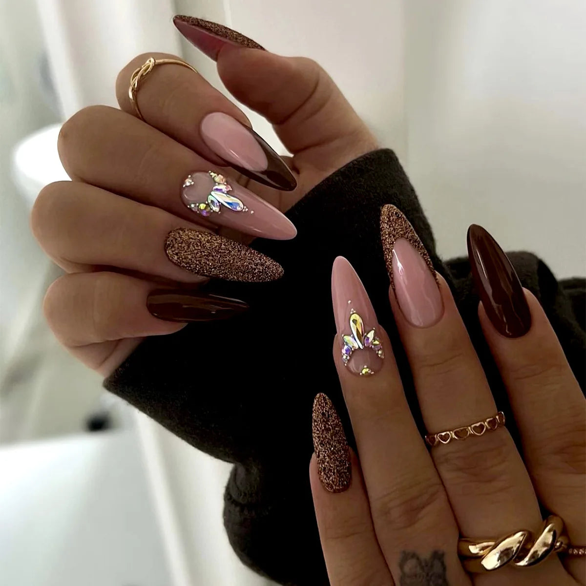 High Quality Luxury Designed Reusable Printed False Nails Short Custom Acrylic Press on Nails Artificial Nails for Woman