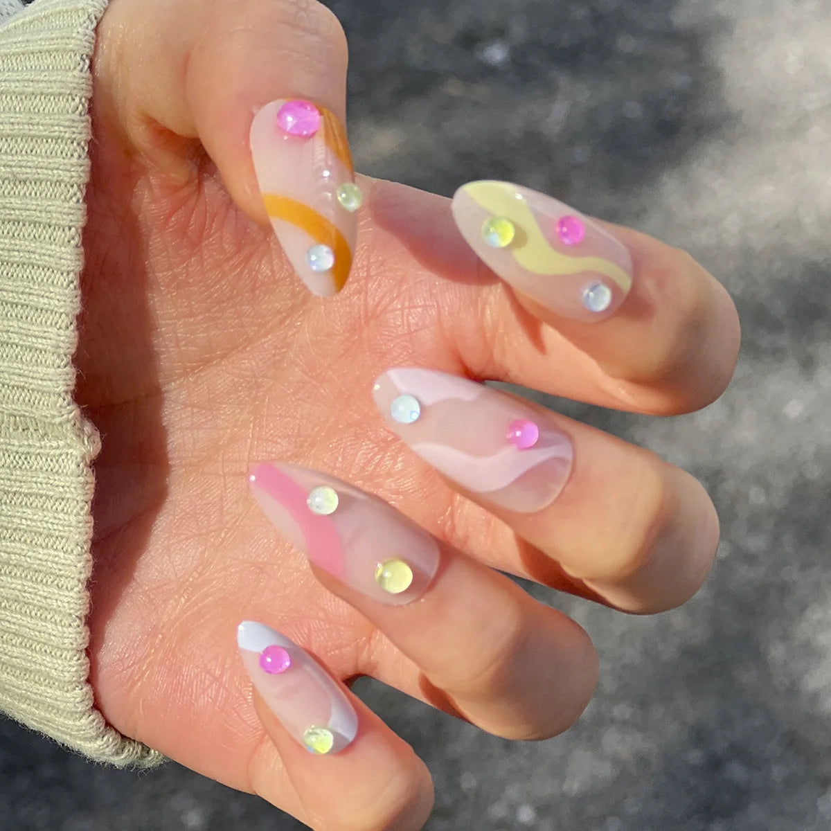 High Quality Luxury Designed Reusable Printed False Nails Short Custom Acrylic Press on Nails Artificial Nails for Woman