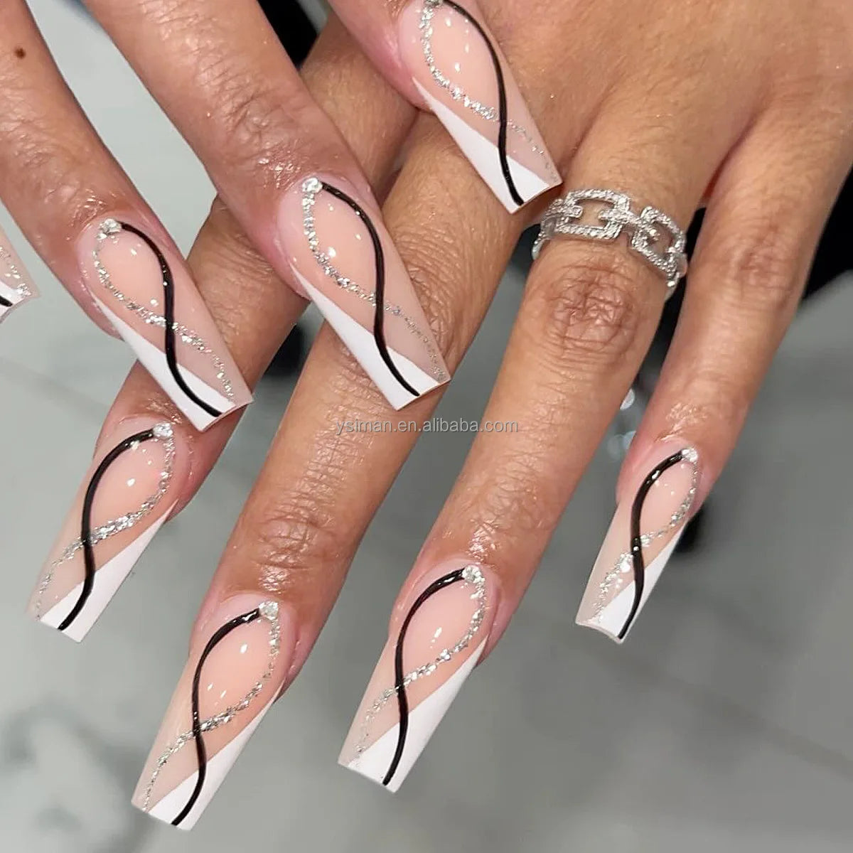 High Quality Luxury Designed Reusable Printed False Nails Short Custom Acrylic Press on Nails Artificial Nails for Woman