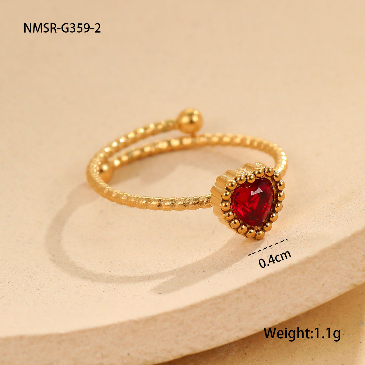NMSR-G359-2 Red Love Heart-Shaped Ring