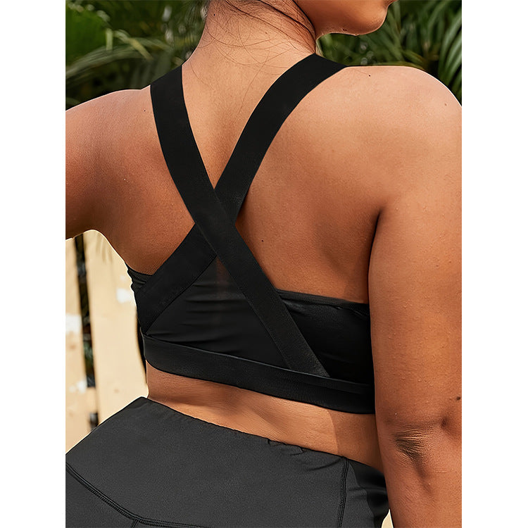 Plus Size Sports Bra Shockproof Beauty Back Mesh Stitching Vest Bra Sports Underwear Women