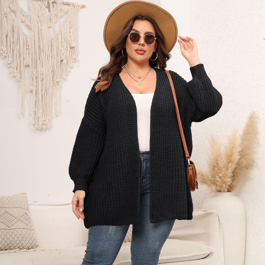 Plus Size Women Oversized Sweater Cardigan Women Clothing Autumn Winter Coarse Wool Needle Loose Wool Sweater Outside