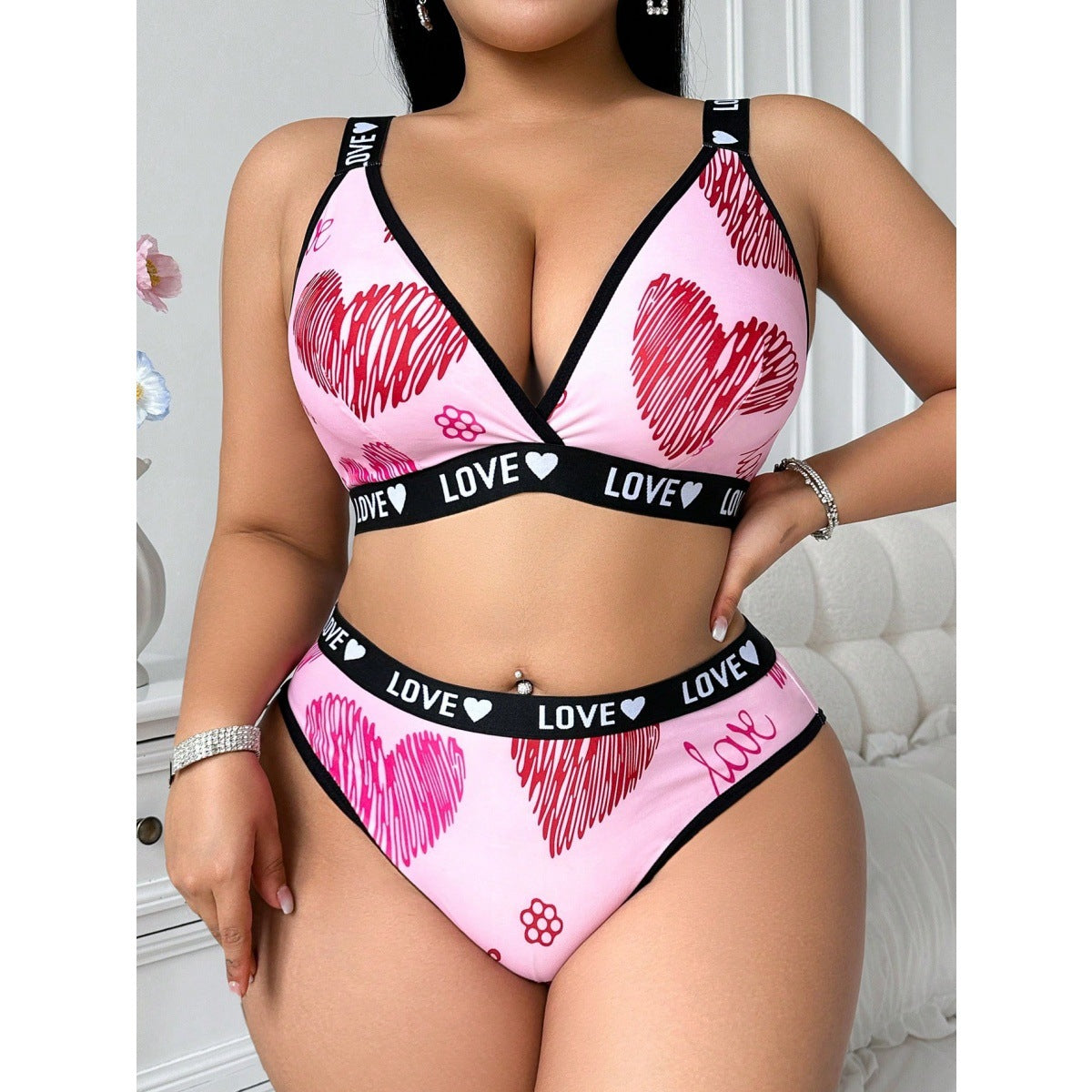 Plus Size Sexy Underwear Two Piece Sets Sexy Sports Underwear