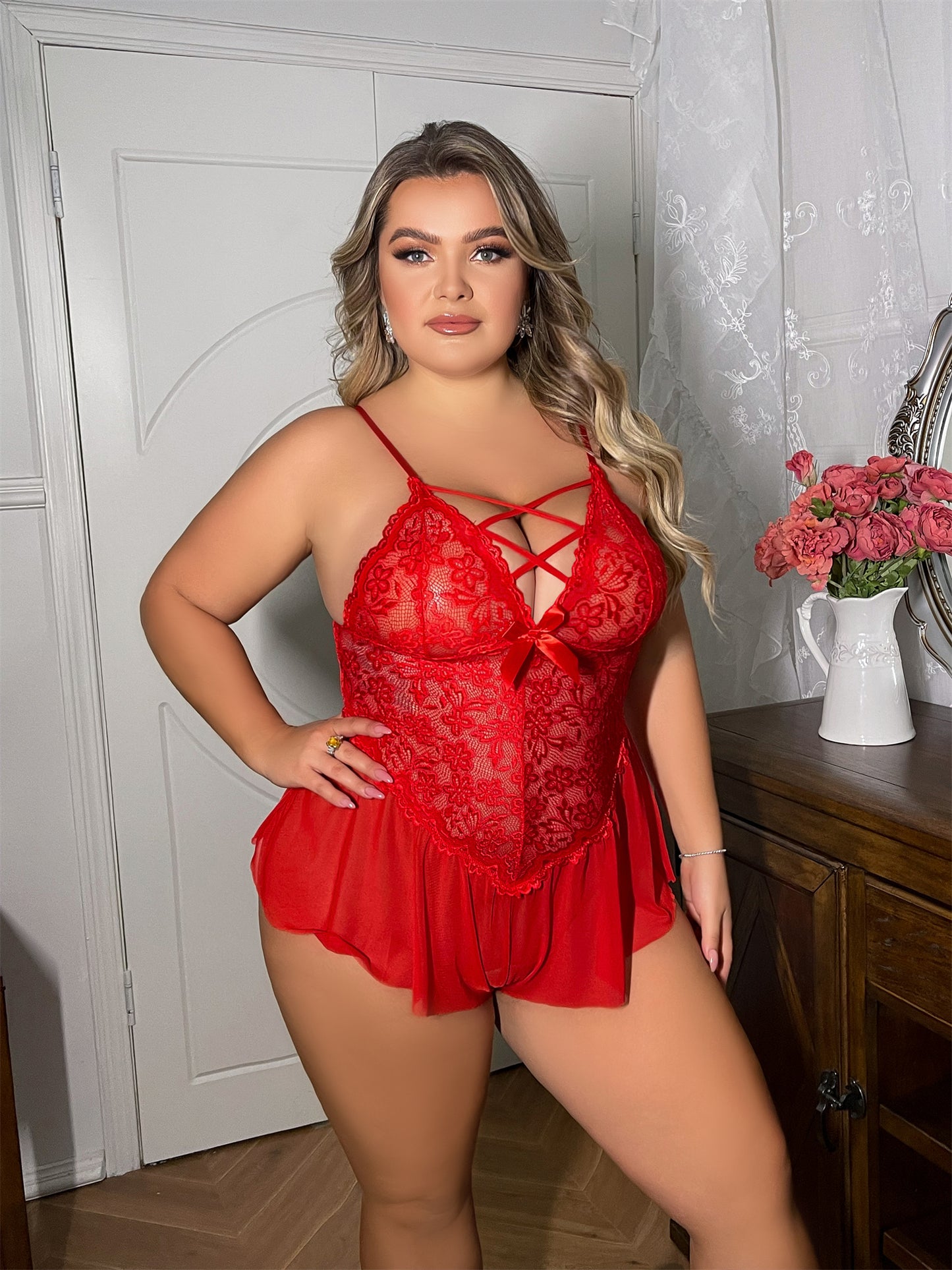 Plus Size Sexy Lingerie Sexy Seduction Jumpsuit Pajamas Sexy