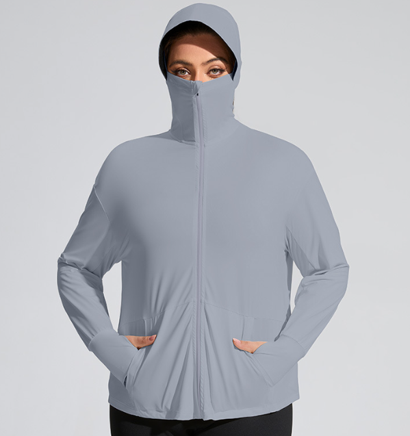 plus Size Sun Protection Coat Women Big Brim Raw Yarn Ice Silk Cool UV Proof Long Sleeve Riding Sun Protective Clothing