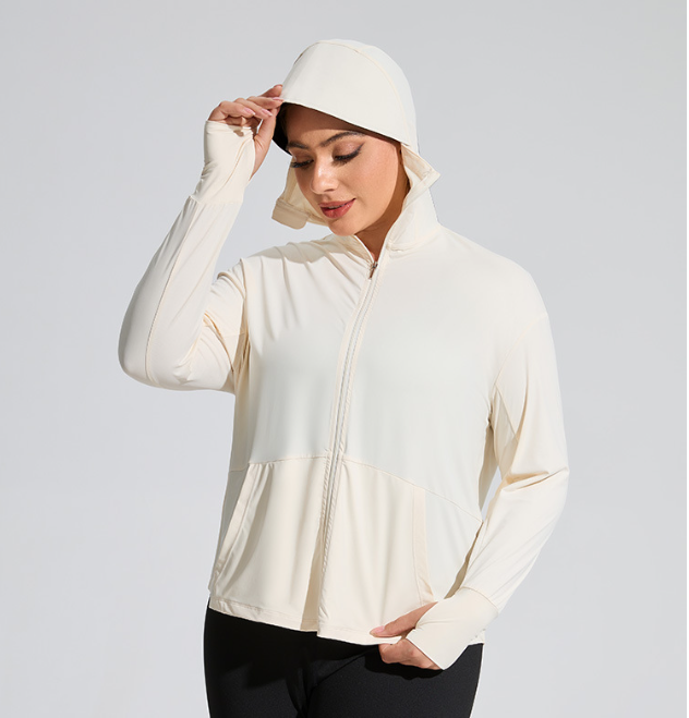 plus Size Sun Protection Coat Women Big Brim Raw Yarn Ice Silk Cool UV Proof Long Sleeve Riding Sun Protective Clothing