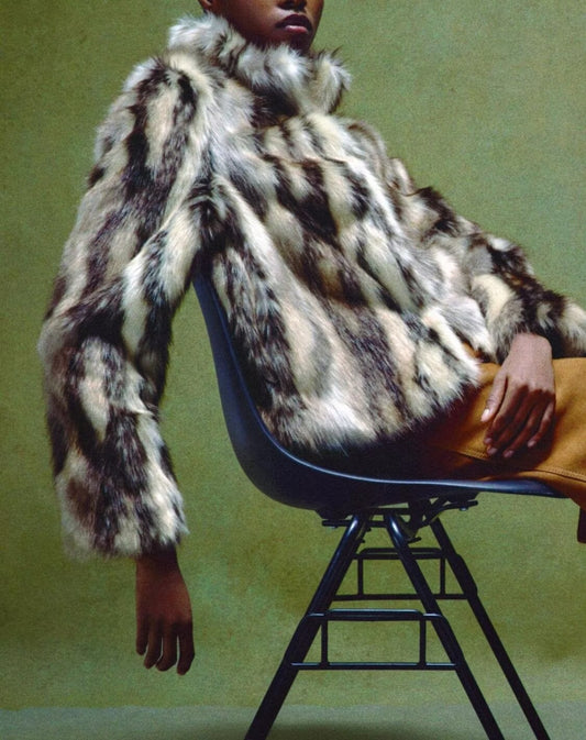 Women Clothing Autumn Winter Artificial Fur Effect Overcoat Jacket