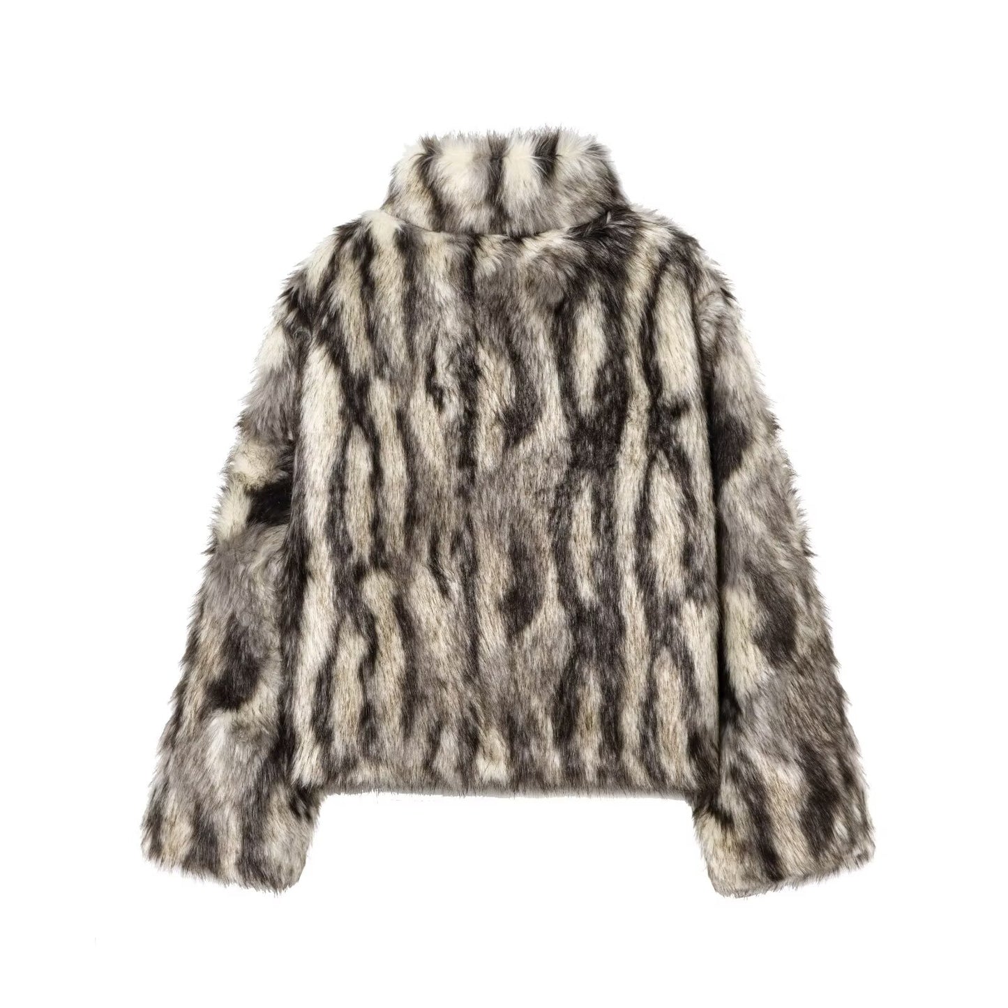 Women Clothing Autumn Winter Artificial Fur Effect Overcoat Jacket