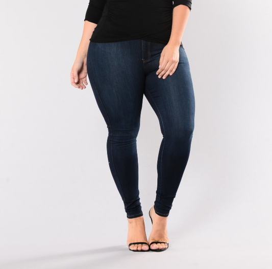 Plus Size Women Clothing High Waist Stretch Slim Women Denim Skinny Pants