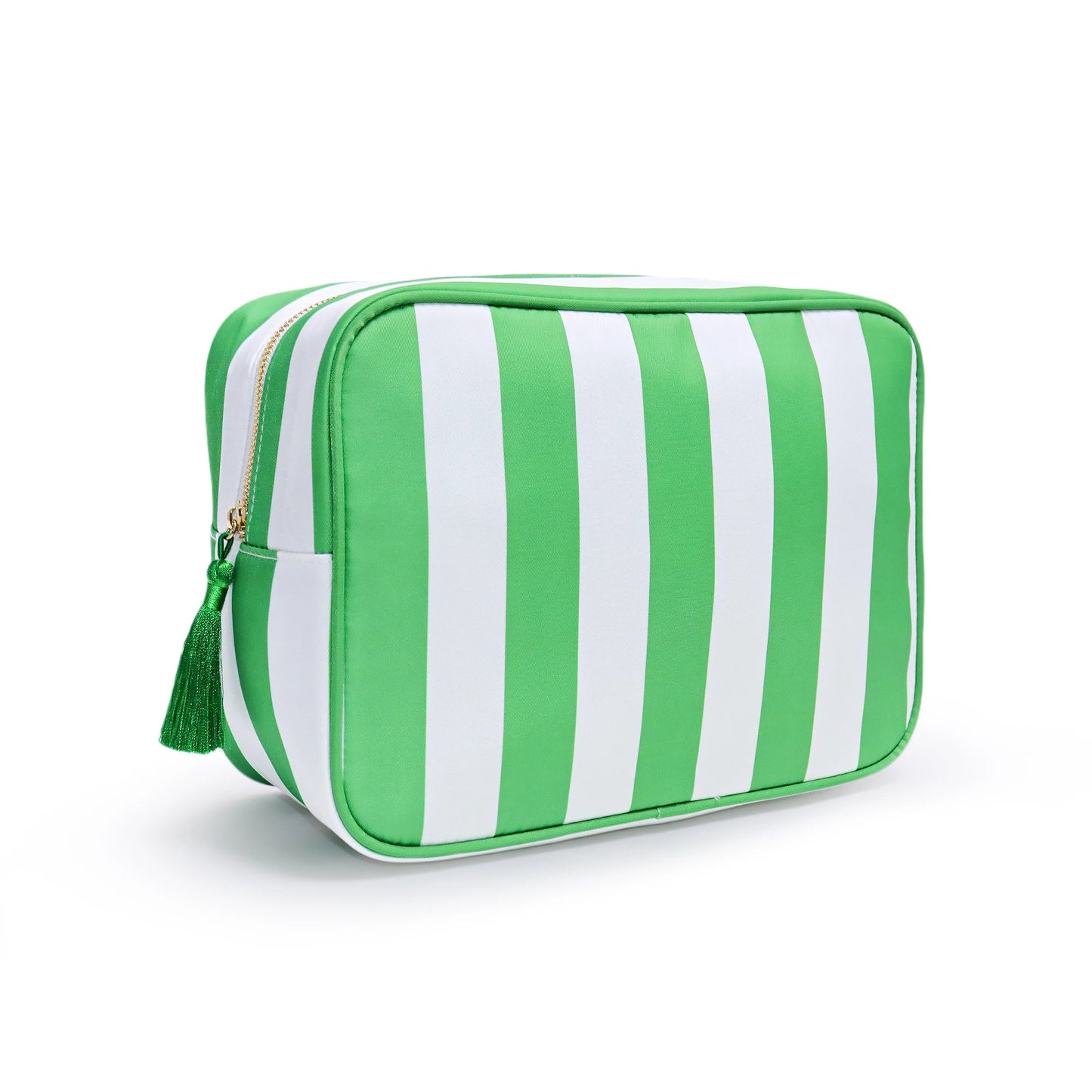 No MOQ US Warehouse Zipper Pouch Storage Anti-water Nylon Cosmetic Bags Cases Travel Toiletry Organizer Striped Makeup Bag Women