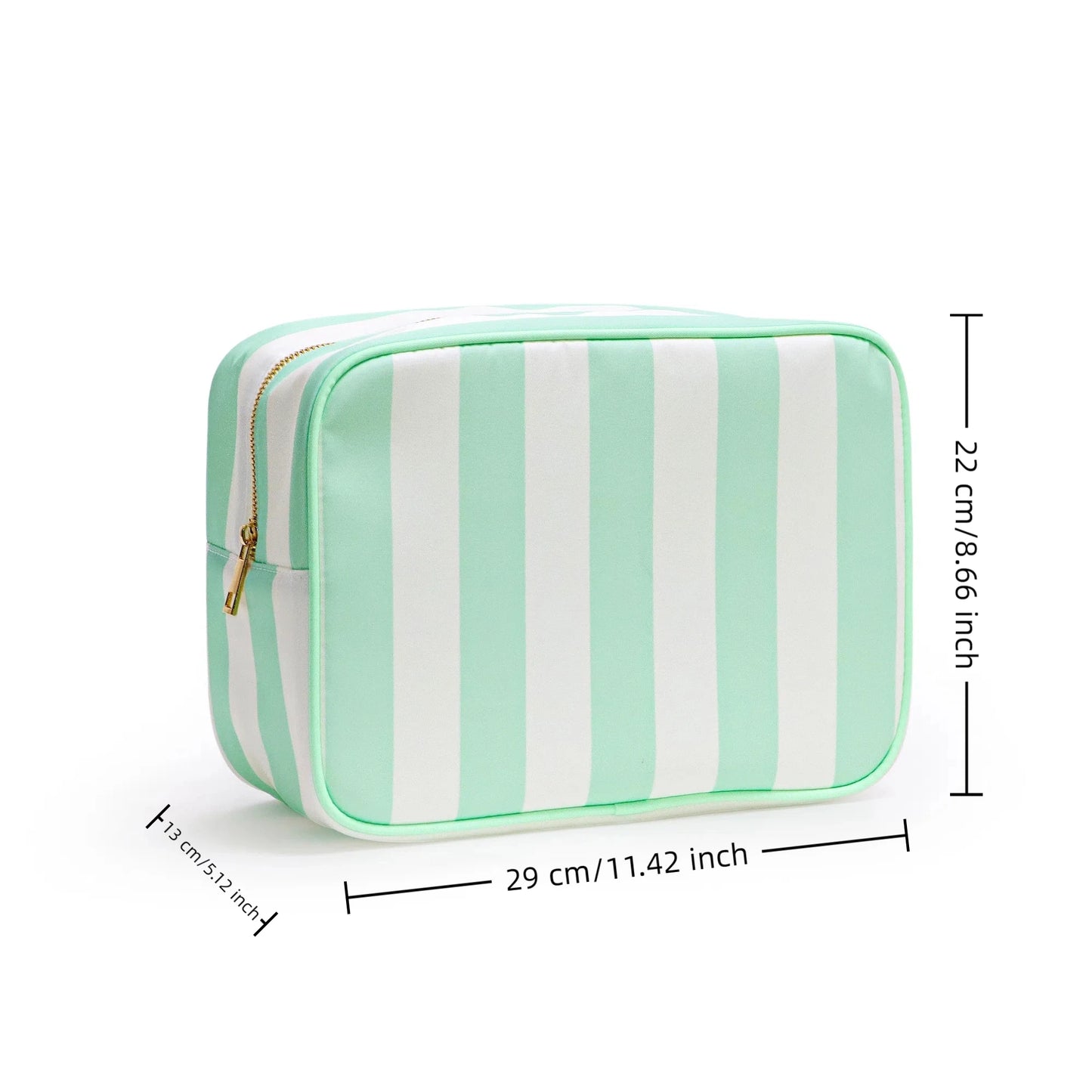 No MOQ US Warehouse Zipper Pouch Storage Anti-water Nylon Cosmetic Bags Cases Travel Toiletry Organizer Striped Makeup Bag Women