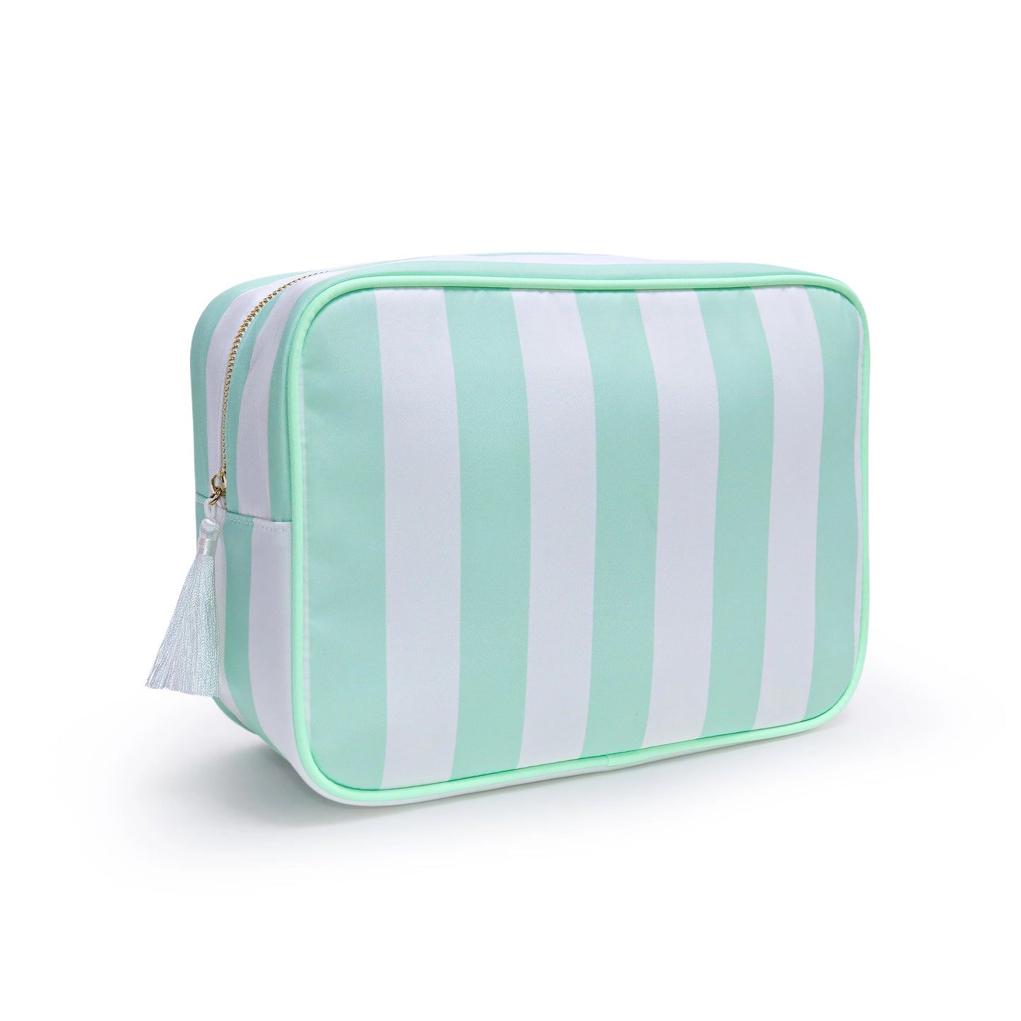 No MOQ US Warehouse Zipper Pouch Storage Anti-water Nylon Cosmetic Bags Cases Travel Toiletry Organizer Striped Makeup Bag Women