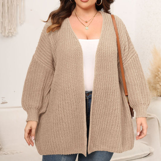 Plus Size Women Oversized Sweater Cardigan Women Clothing Autumn Winter Coarse Wool Needle Loose Wool Sweater Outside
