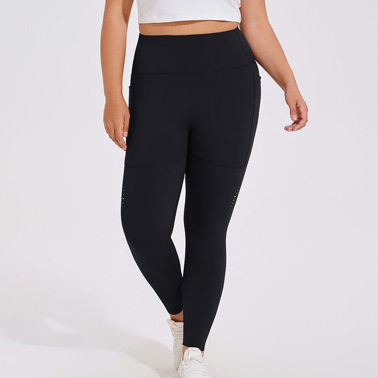 Plus Size High Waist Hip Lift Lulu Yoga Pants Women Running Fitness Pants Outdoor Peach Hip Pocket