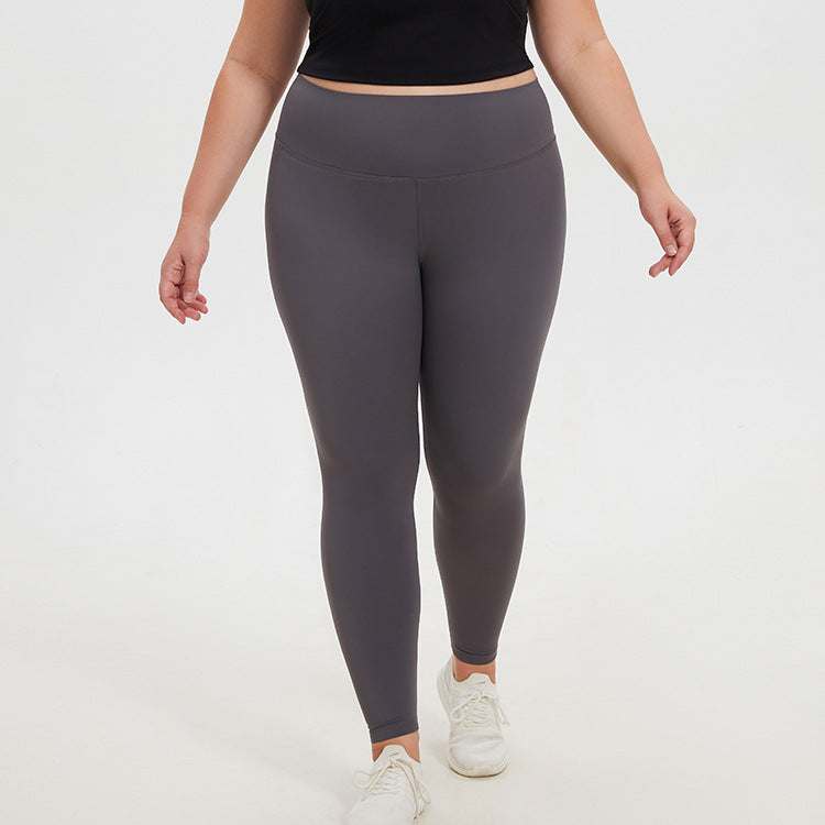 Plus Size High Elastic Peach Hip Women High Waist Figure Flattering Hip Lifting Nude Feel Outerwear Running Fitness Sports Yoga Pants Women