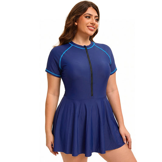 One Piece Skirt Swimsuit Women Conservative Sports Women Covering Belly Thin Swimsuit