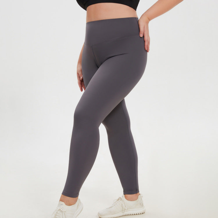 Plus Size High Elastic Peach Hip Women High Waist Figure Flattering Hip Lifting Nude Feel Outerwear Running Fitness Sports Yoga Pants Women