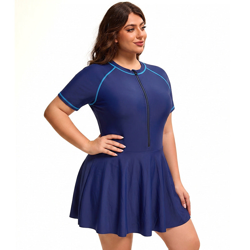 One Piece Skirt Swimsuit Women Conservative Sports Women Covering Belly Thin Swimsuit