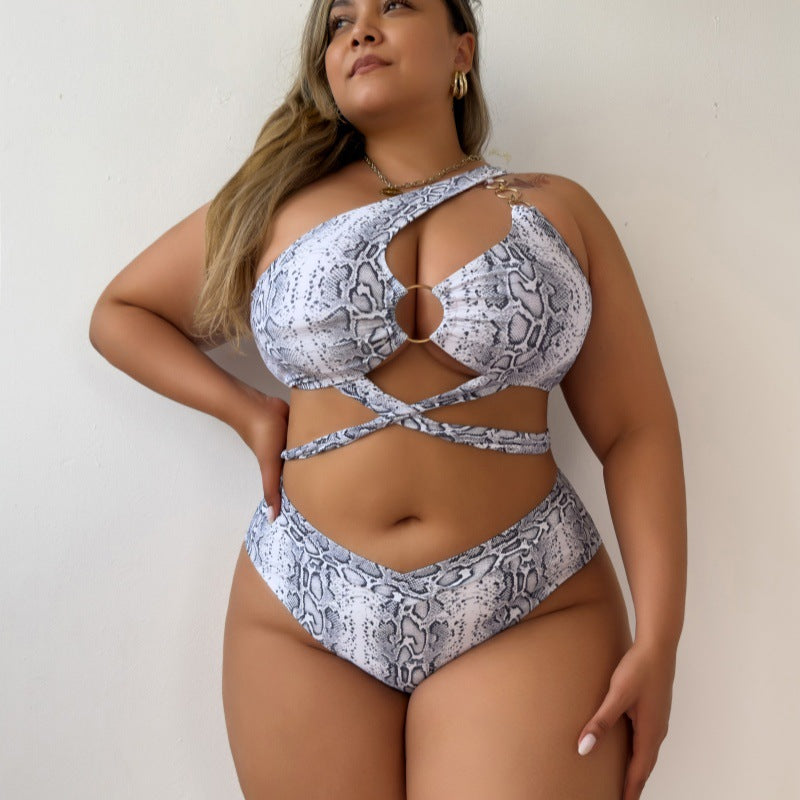 Plus Size Bikini Sexy Snakeskin Two Piece Set Swimsuit Swimwear