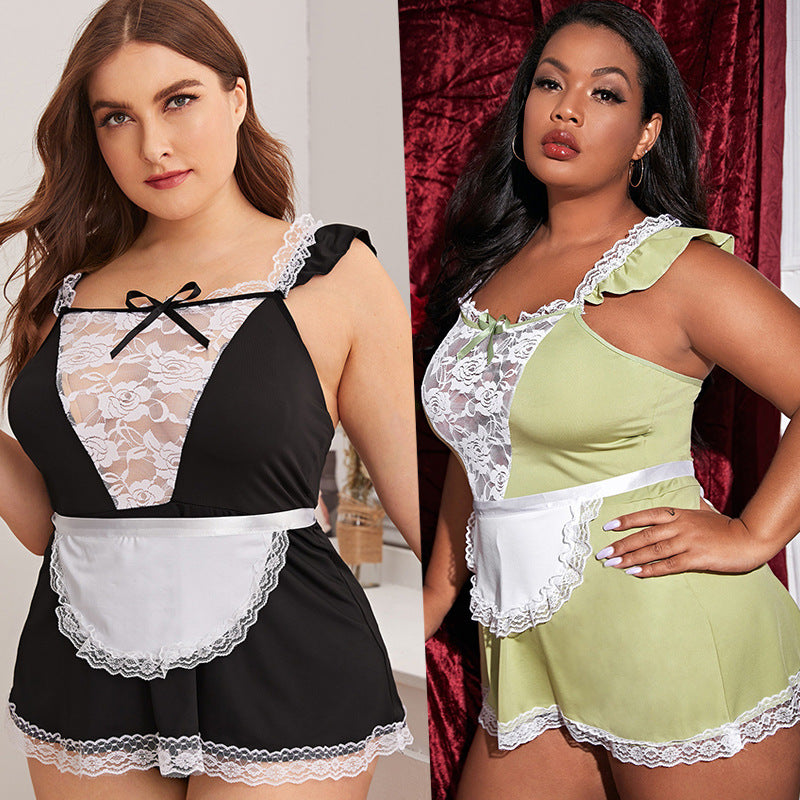Plus Size Sexy Lingerie Sexy Game Uniform Role Play Maid Seductive Sexy Lace Maid Costume Suit