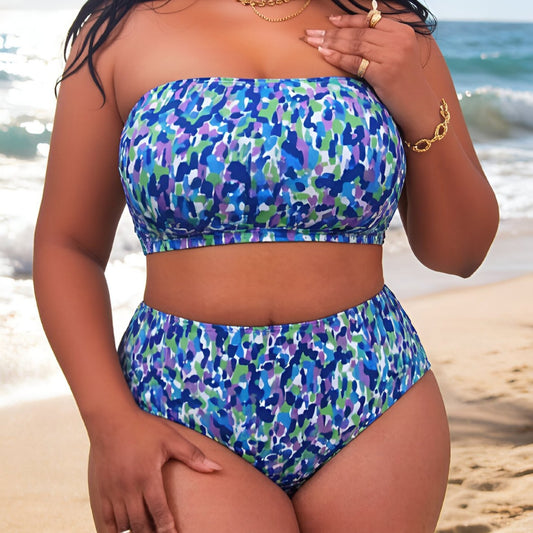 Strap Tube Top Two Way High Waist Split Bikini Set