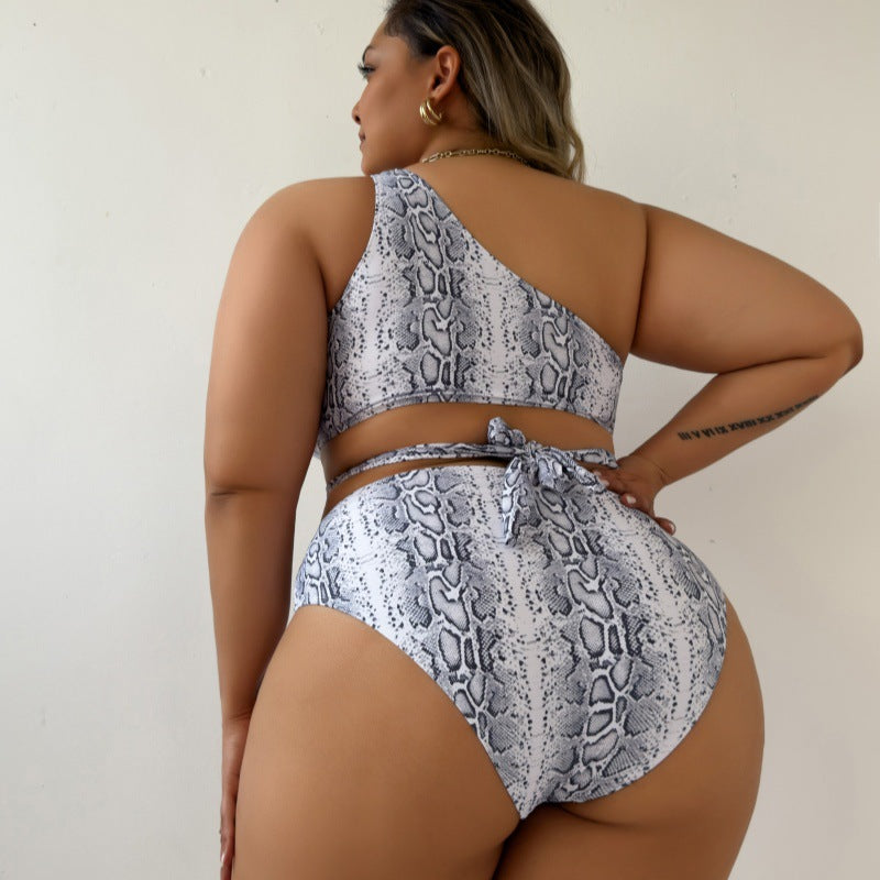 Plus Size Bikini Sexy Snakeskin Two Piece Set Swimsuit Swimwear
