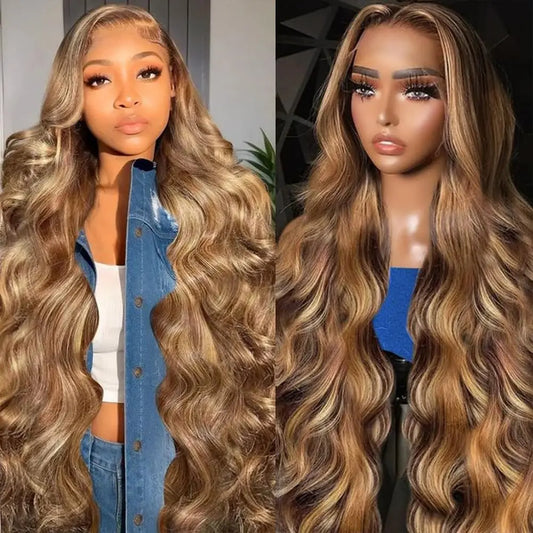 P4/27 Highlight Human Hair Wigs Body Wave 220 Density Ombre 13x6 HD Lace Front Wigs Pre Plucked 13x4 Lace Frontal Wigs For Women