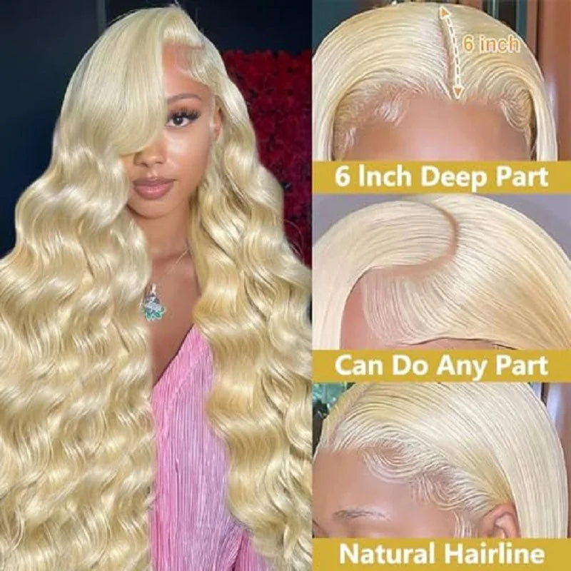 30 40 42Inch Blonde Body Wave Lace Front Wig 13x4 13x6 Human Hair Wig 613 Pre Plucked HD Transparent Lace Frontal Wigs For Women