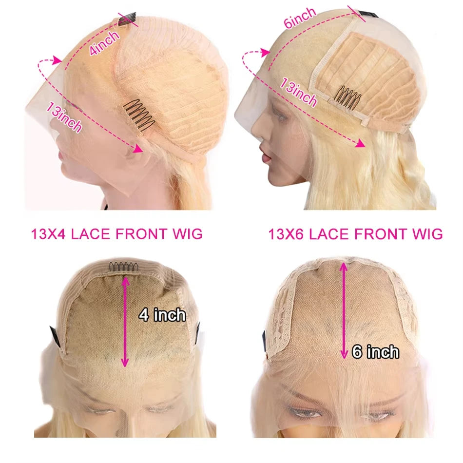 HD Transparent 613 Blonde Straight 13x5 13x6 Lace Front Human Hair Wigs For Women Colored Lace Frontal Wig PrePlucked Brazilian