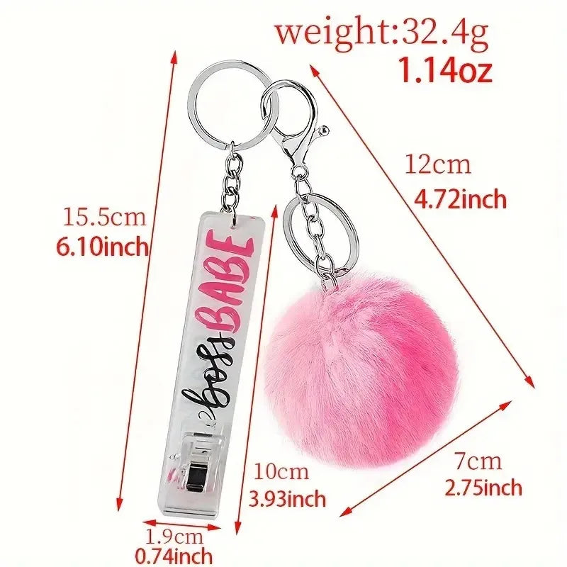 Cute Ball Card Grabber Keychain Card Puller For Long Nail ATM Card Clip Contactless Card Extractor For Women