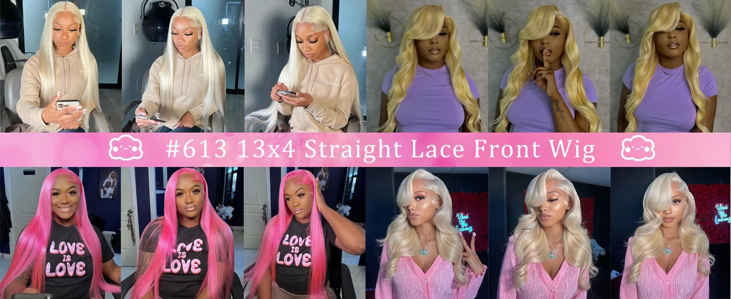 HD Transparent 613 Blonde Straight 13x5 13x6 Lace Front Human Hair Wigs For Women Colored Lace Frontal Wig PrePlucked Brazilian